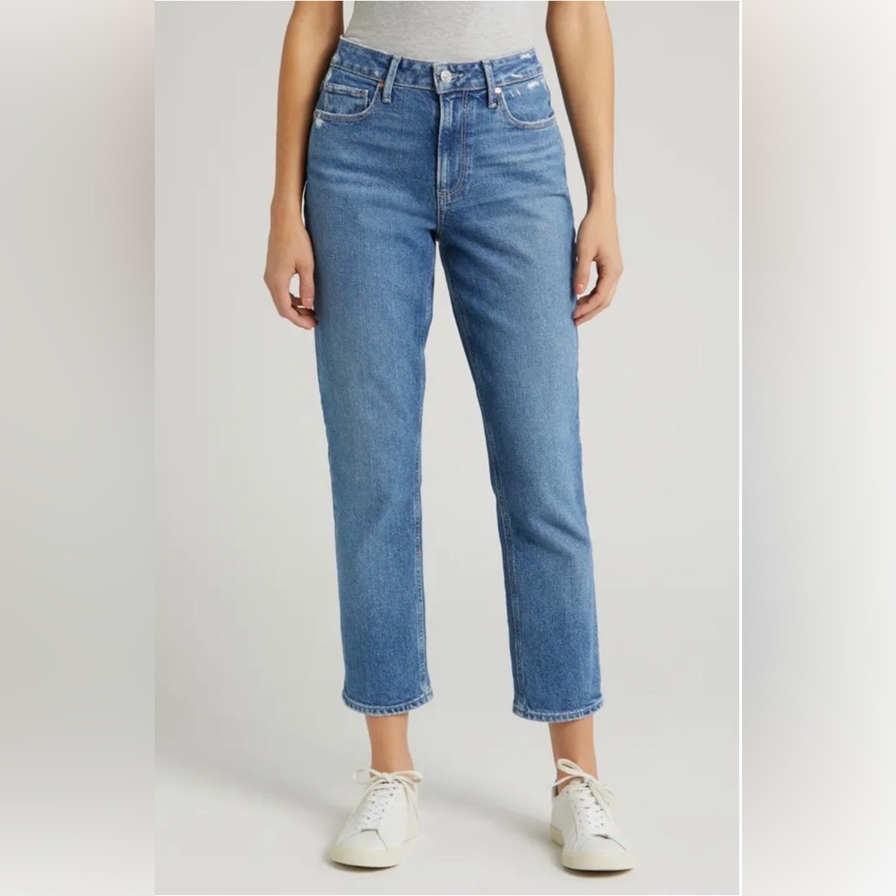 Paige Brigitte Distressed High Waist Boyfriend Jeans